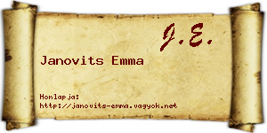 Janovits Emma névjegykártya